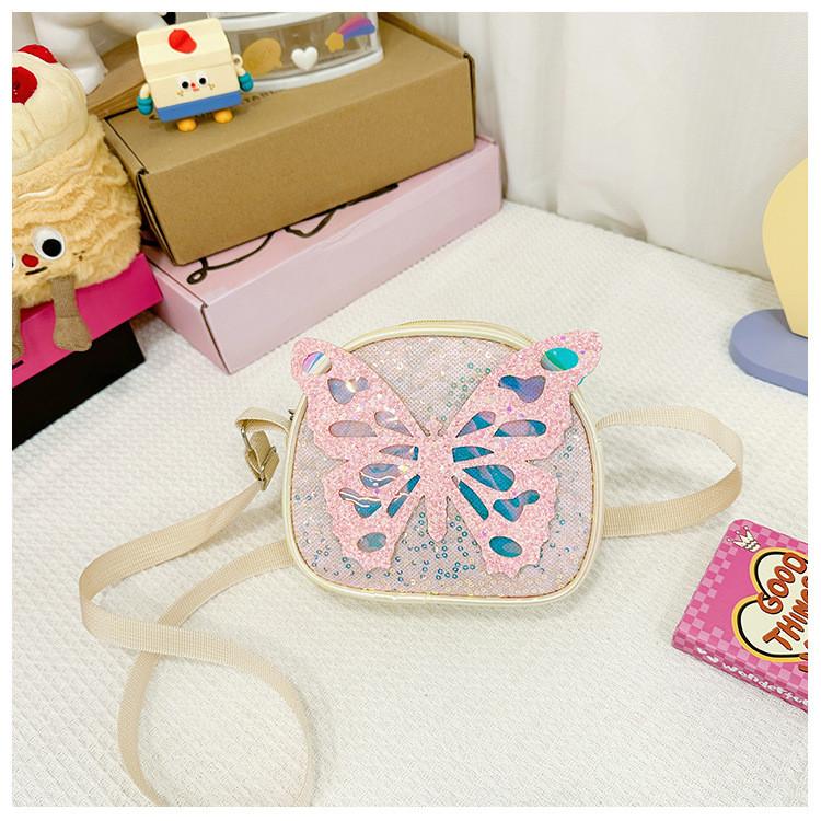 Sparkling Decoration Bow Solid Color Children Shoulder Bag For Use Daily