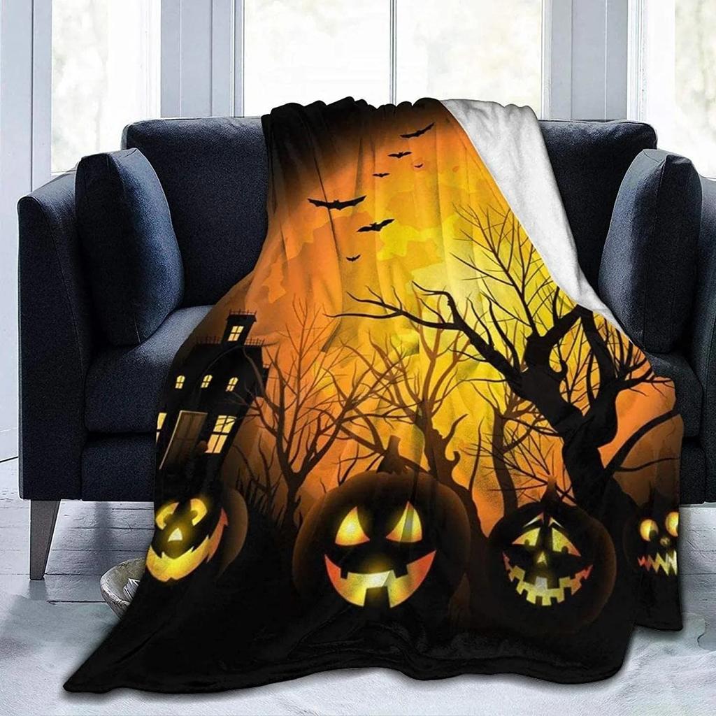Fall Pumpkin Autumn Blanket Leaves Soft Throw Soft Throw Blanket for Home Bedroom Bed Sofa Picnic Travel Cover Blankets Kids