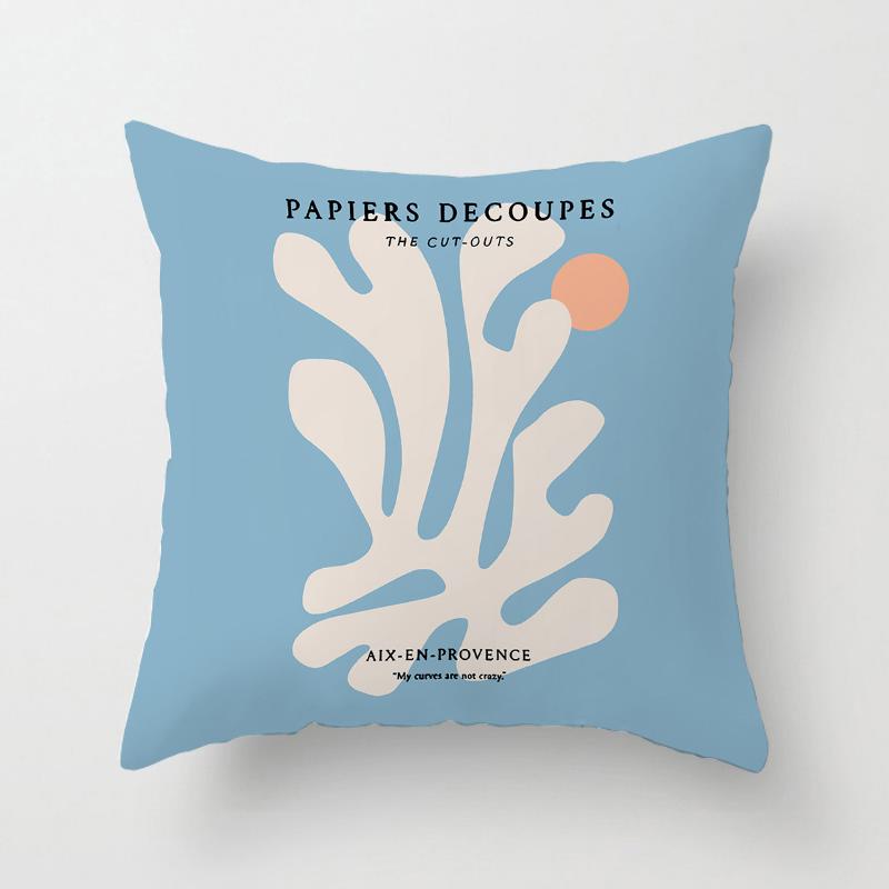 Blue Nordic Style Pillow Cover Geometric Stripe Double-Sided Sofa Window Guest Home Pillow Case Square Shape Pp Cotton