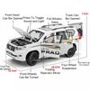 1:18 Large Size Prado SUV Model Toy Car Doors Opened Metal Diecast Shock Absorption Music Light Vehicles Models Birthday Gifts