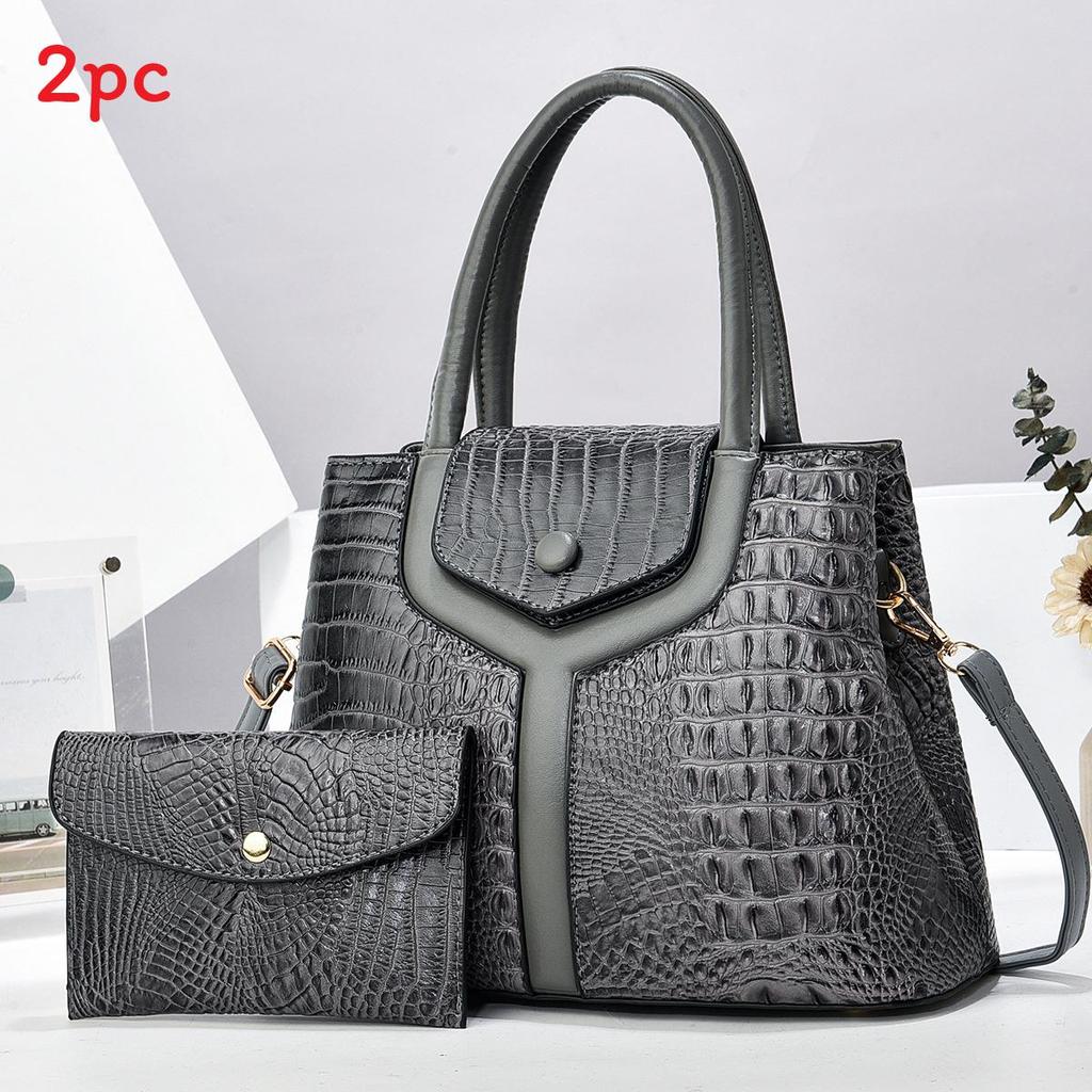 Borsa Tote Moda Transfrontaliera da Donna con Fantasia Coccodrillo ad Ampia Capacità per Uso Quotidiano