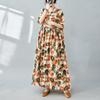 Dimanaf Women Dress Summer Plus Size Beach Sundress Linen Bohemian Print Flowers Fashion Lady Vestidos Loose Casual Long Dress Oversize 9079