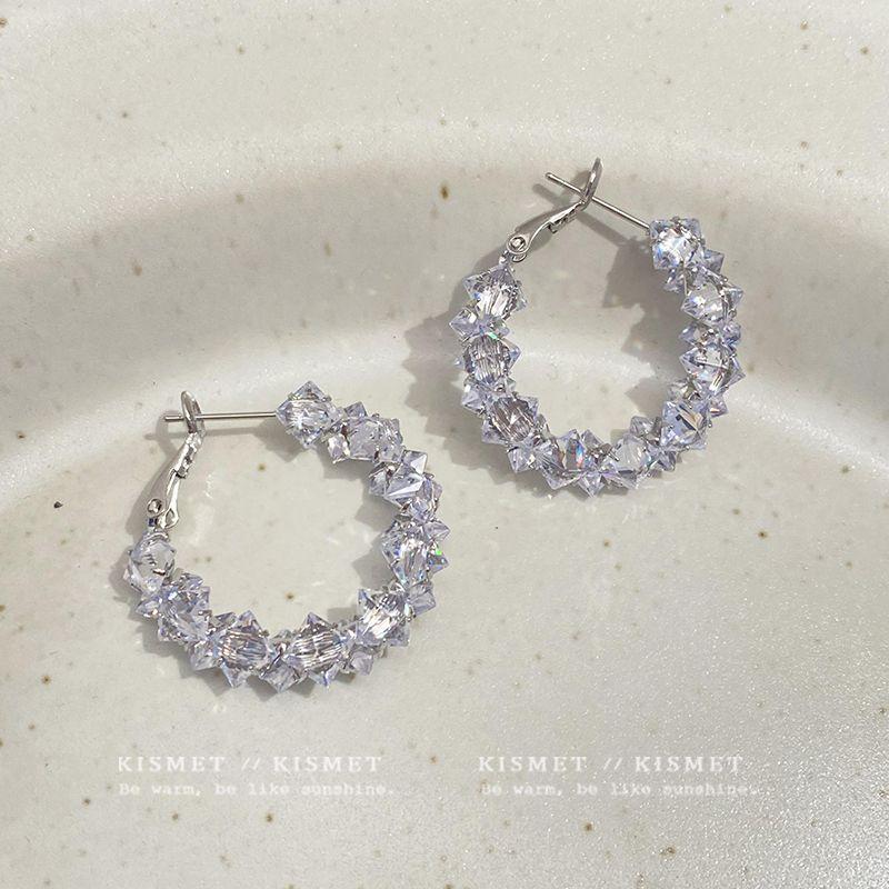 No Spirit, No Spirit ~ Flash Zircon Crystal Earrings 2025 New Arrival Best Selling Earrings Female Niche Style Temperament Entry Lux Ear Studs