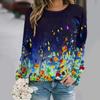 Round neck long sleeved printed elegant casual streetwear