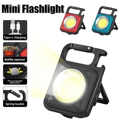 Luce da Lavoro Portachiavi Mini COB/USB, Torcia LED Portatile Impermeabile Ricaricabile con Base Magnetica per Escursionismo, Sopravvivenza, Emergenza