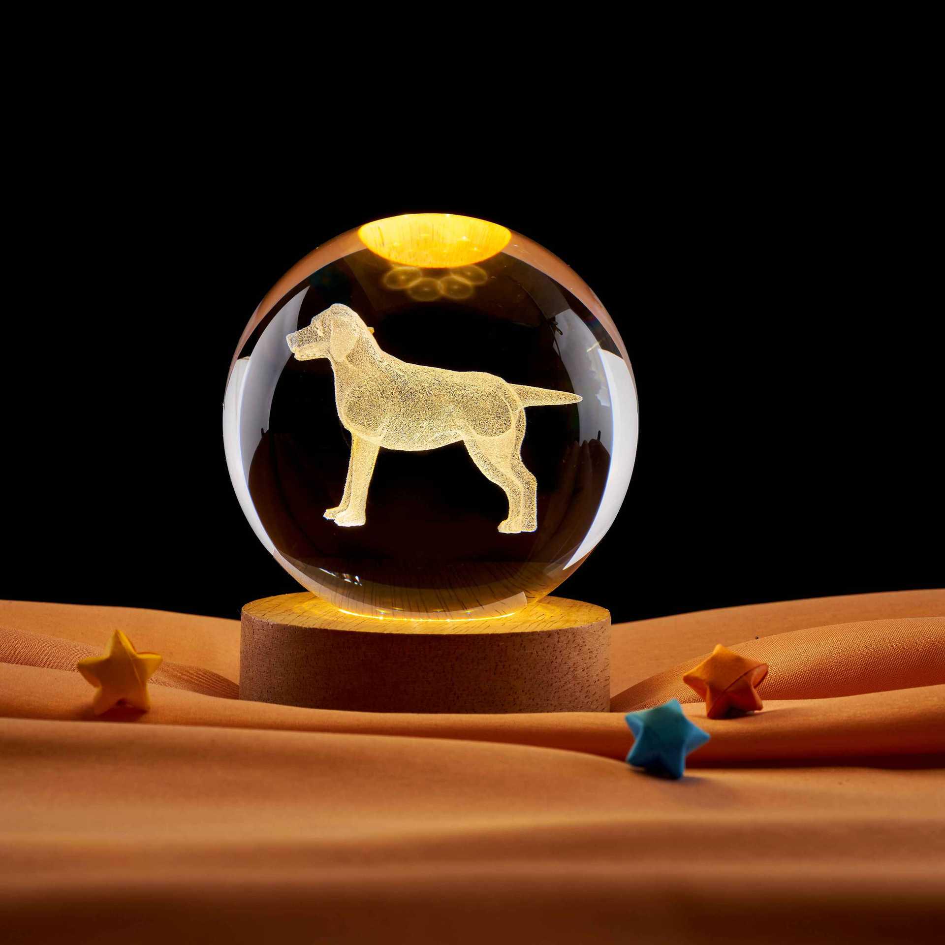 British Shorthair Dog 3D Laser Engraved Crystal Ball Night Light Ornament