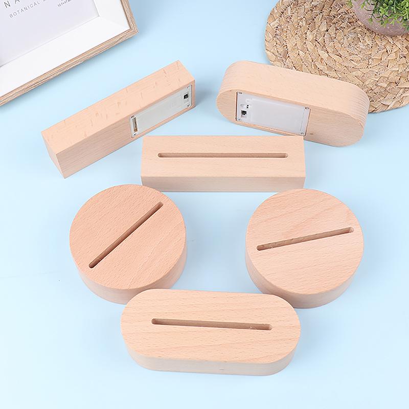 AAA Batteriebetriebener LED-Lichtständer mit Holzsockel für Acryl-Nachtlampe, Kunst, DIY-Holzlichtständer