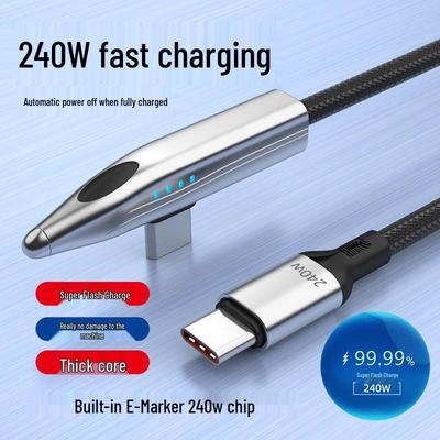 Cabo Tipo-C Duplo de Carregamento Super Rápido de 240W para Huawei, Samsung, Xiaomi, Honor Jogos Móveis