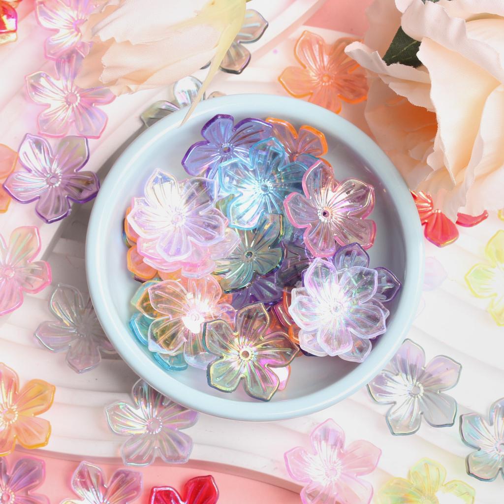 40Pcs 22.8mm For Jewelry Making Bracelet Necklace Acrylic Beads Sun Flower Shape DIY Loose Spacer Beads Handmade