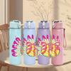 1PC Colorful Softball Bow Graffiti Art 750ml Color Plastic Water Bottle Leakproof Flip Straw Lid For Sports Office Home Use