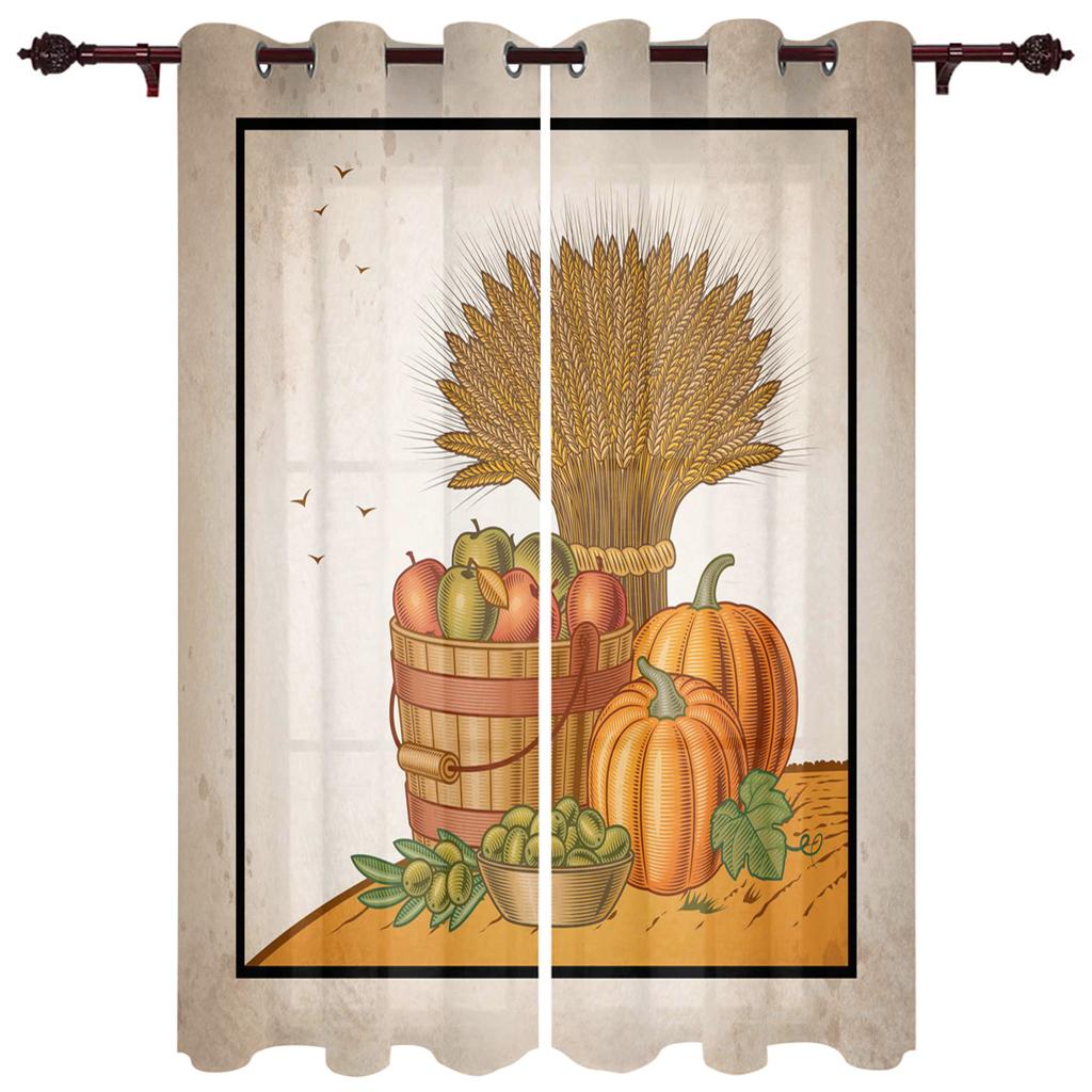 Retro Country Style Fruit Food Curtains For Bedroom Kids Room Living Room Window Curtain Luxury Curtains For Kitchen