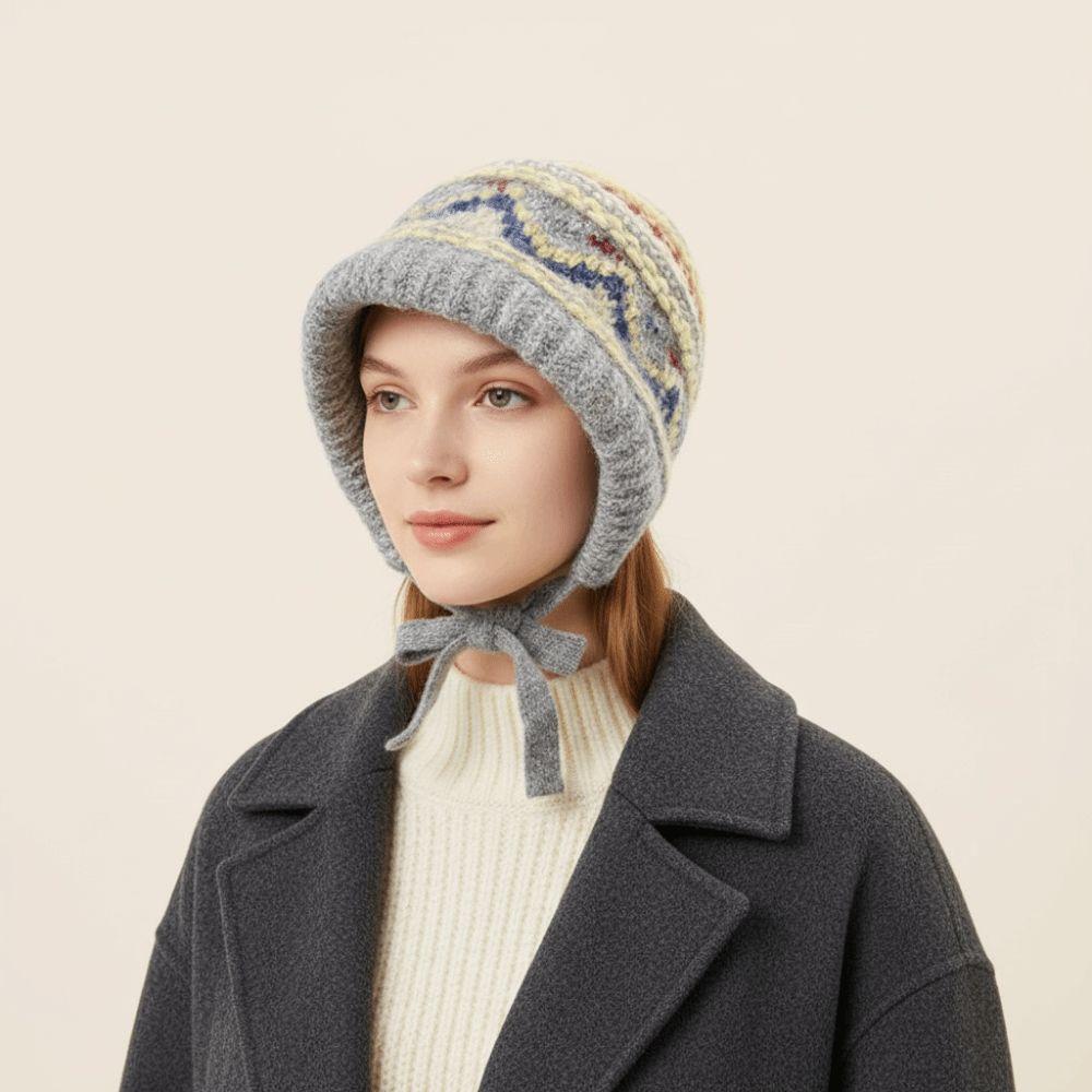 Thicken Knitted Plush Hat Ethnic Style Pullover Beanie Hat Skiing Warm Hat  Outdoor