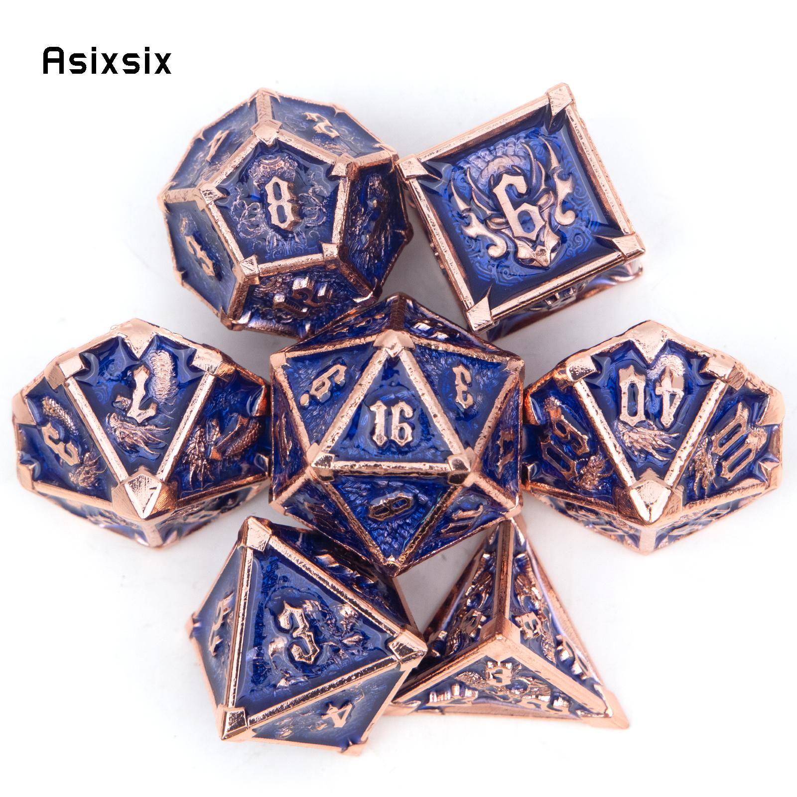 7 шт. Темно-синие металлические кости-черепа, набор solid metal polyhedral dice, подходит для ролевых игр RPG, настольных игр, карточных игр
