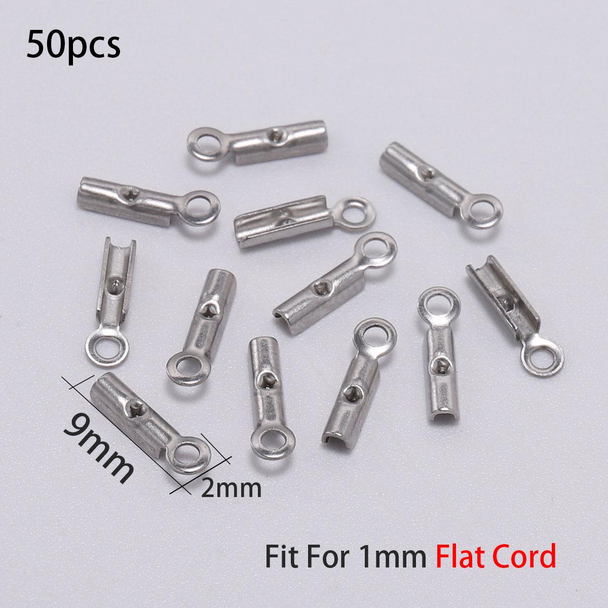 

30/50pcs/pack Stainless Steel Rope Chain Cord Crimp Bead End Caps for Jewelry Making DIY Bracelet Necklace Connector Accessories