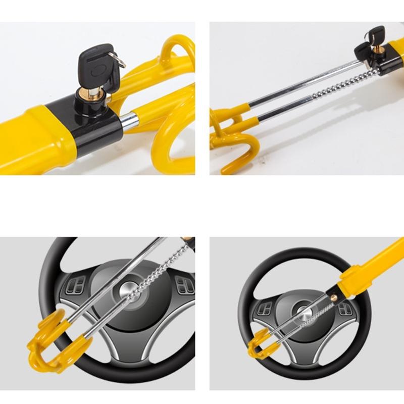 Car Steering Wheel Lock Anti-Theft Device, Steering Wheel Locks for Car SUV Easy Installation, Rubber Coating Handle