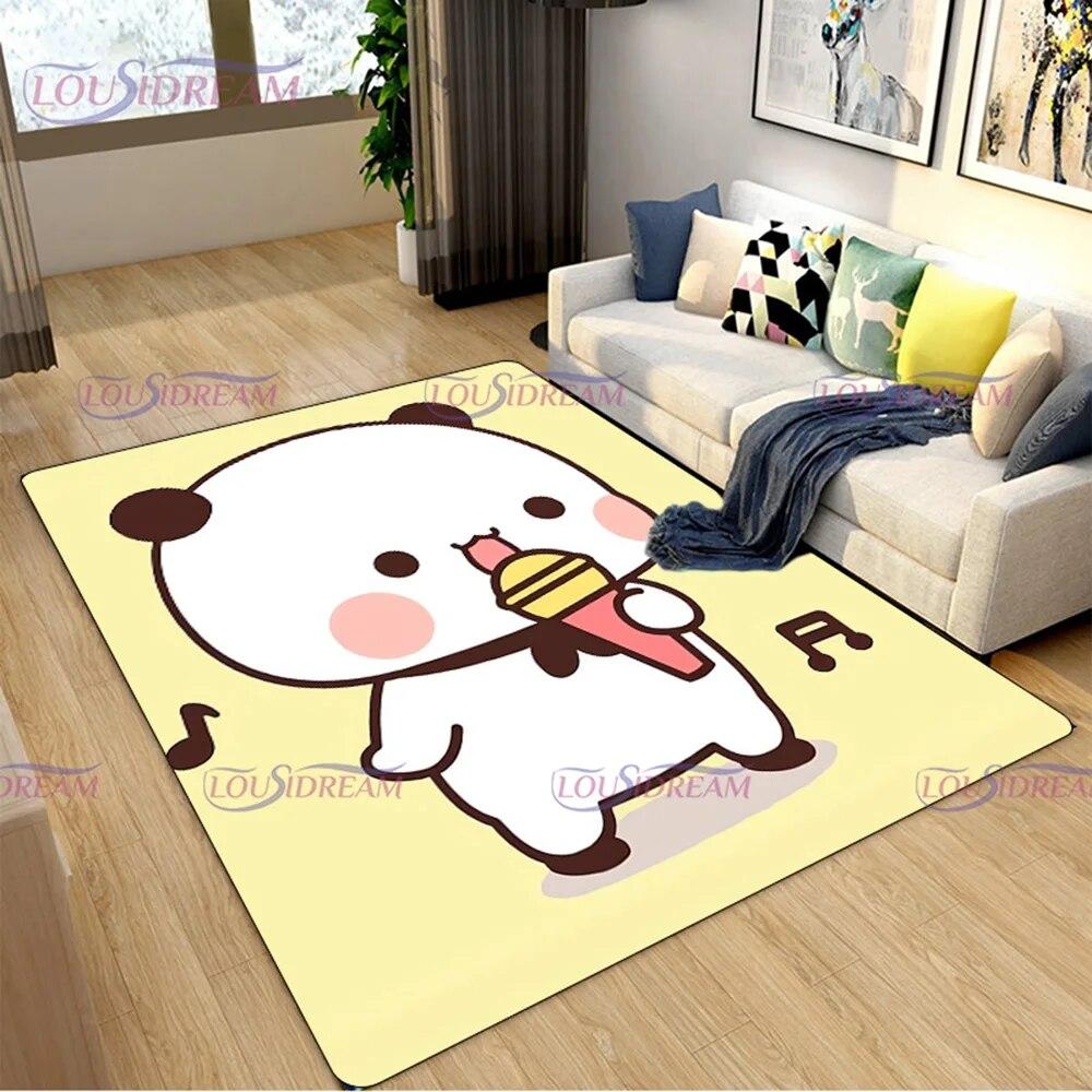 3D Print Cartoon Bubu and Dudu Carpet Cute Lover Bear Area Rug for Living Room Bedroom Decorate Door Mat Kids Room Rug Gift