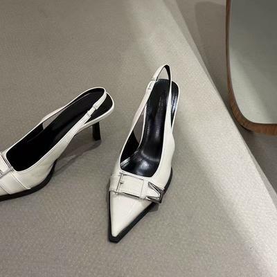 Fashion Summer Women's Shoes 2025 3cm Heels Slingback Sandals Ladies Sexy Pump Basketball Platform All-Match Pointed Wedge Slip On Lace-