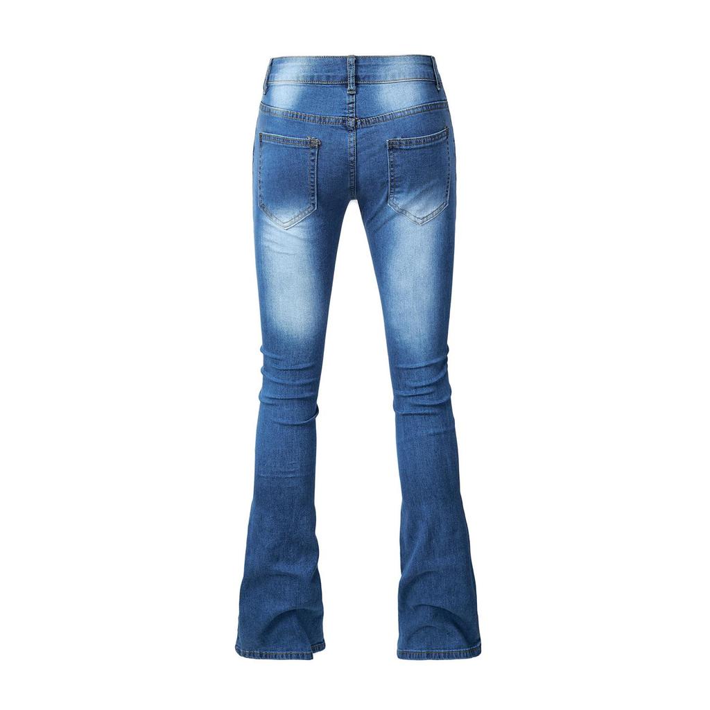 European & North American Women's Elastic Bell Bottom Fringe Jeans