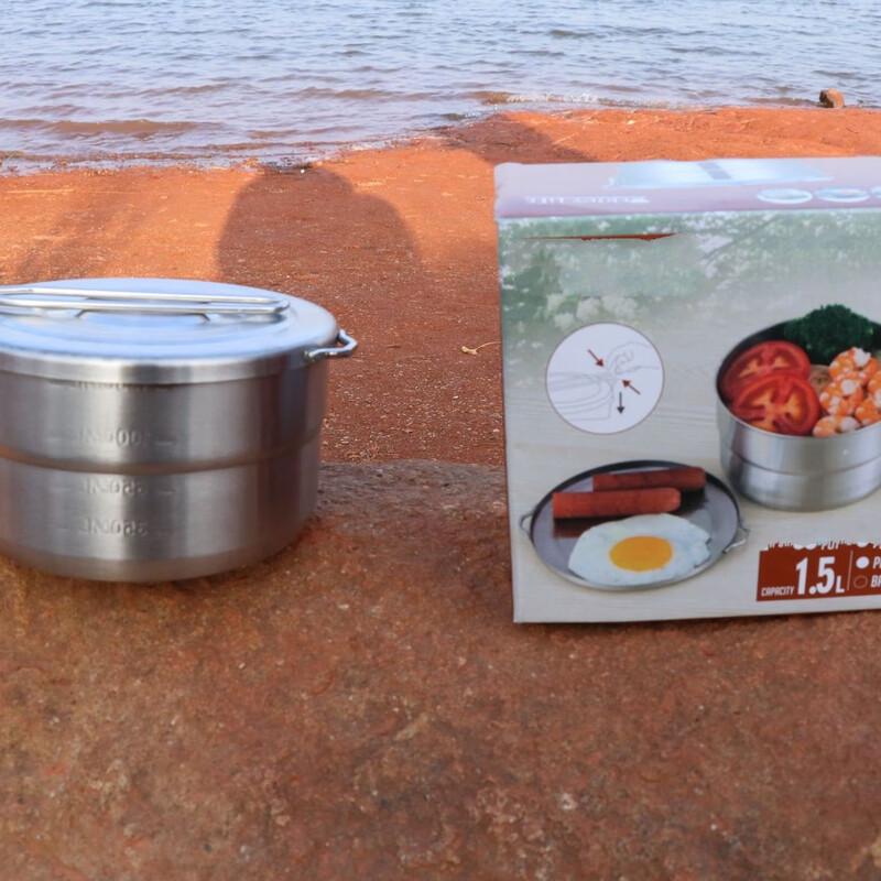 ZISIZ Outdoor Camping Lunch Box with Folding Handle