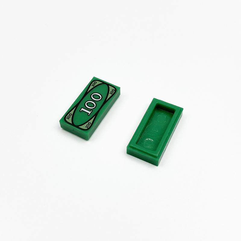 50pcs Cash Dollar Bill City Accessories Building Blocks Euro Military Printed Tile MOC Brick Toy For Children Compatible Friends