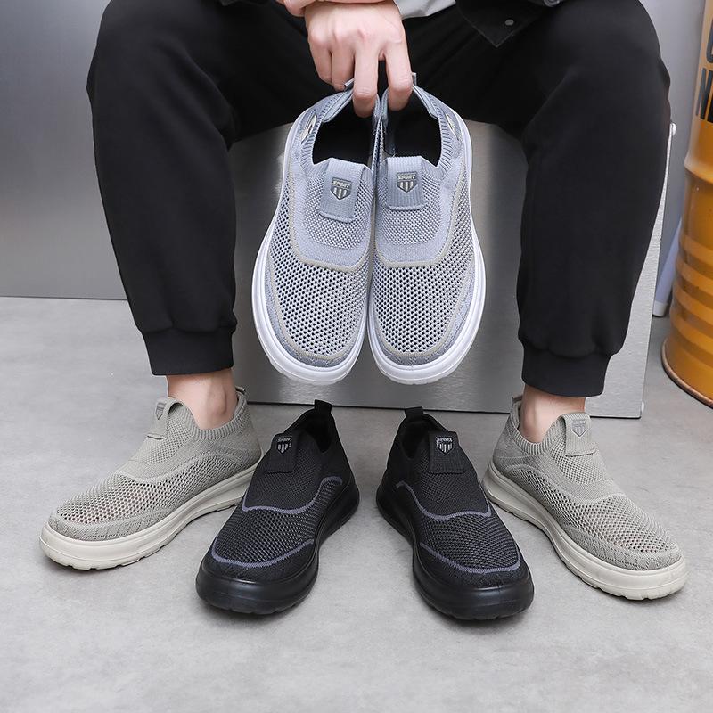 Shoes men's 2025 summer new men's casual versatile round head soft sole wear-resistant breathable net shoes single shoes one pedal