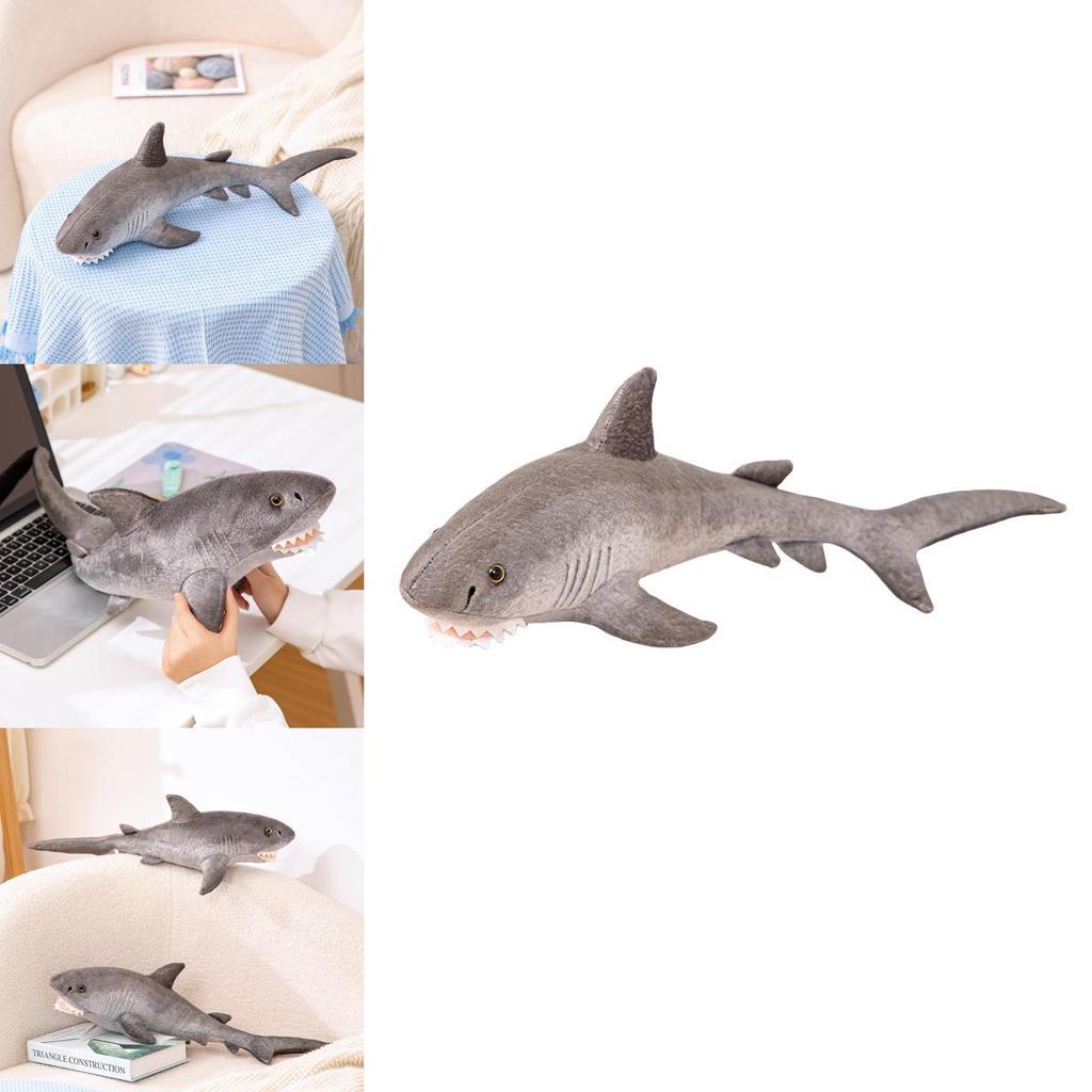 Realistisches graues Haifisch-Stofftier 60cm Weiche Kuscheltierpuppe für Kinder und Erwachsene