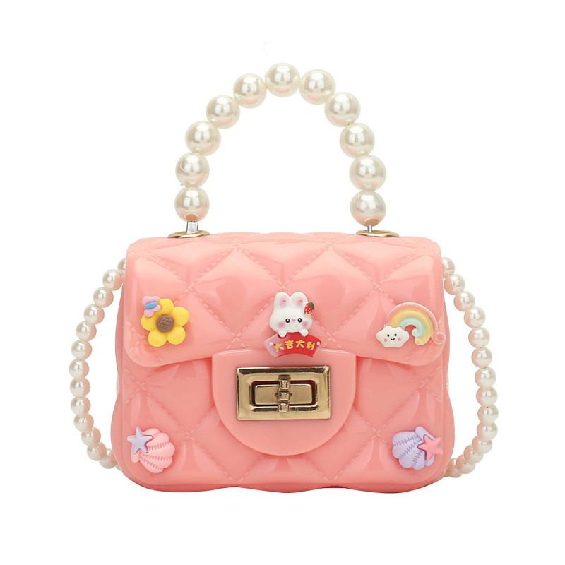 Golden Button Girls Rabbit Pattern Crossbody Bag Rainbow Pattern Daily Bags
