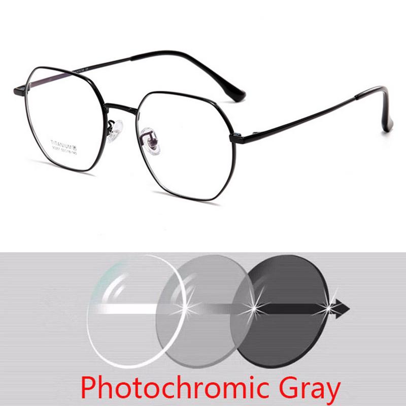 Polyhedron Titanium Alloy Pure Titanium Leg Eyeglass Frame For Myopia Prescription Glasses Customizable Prescription Available