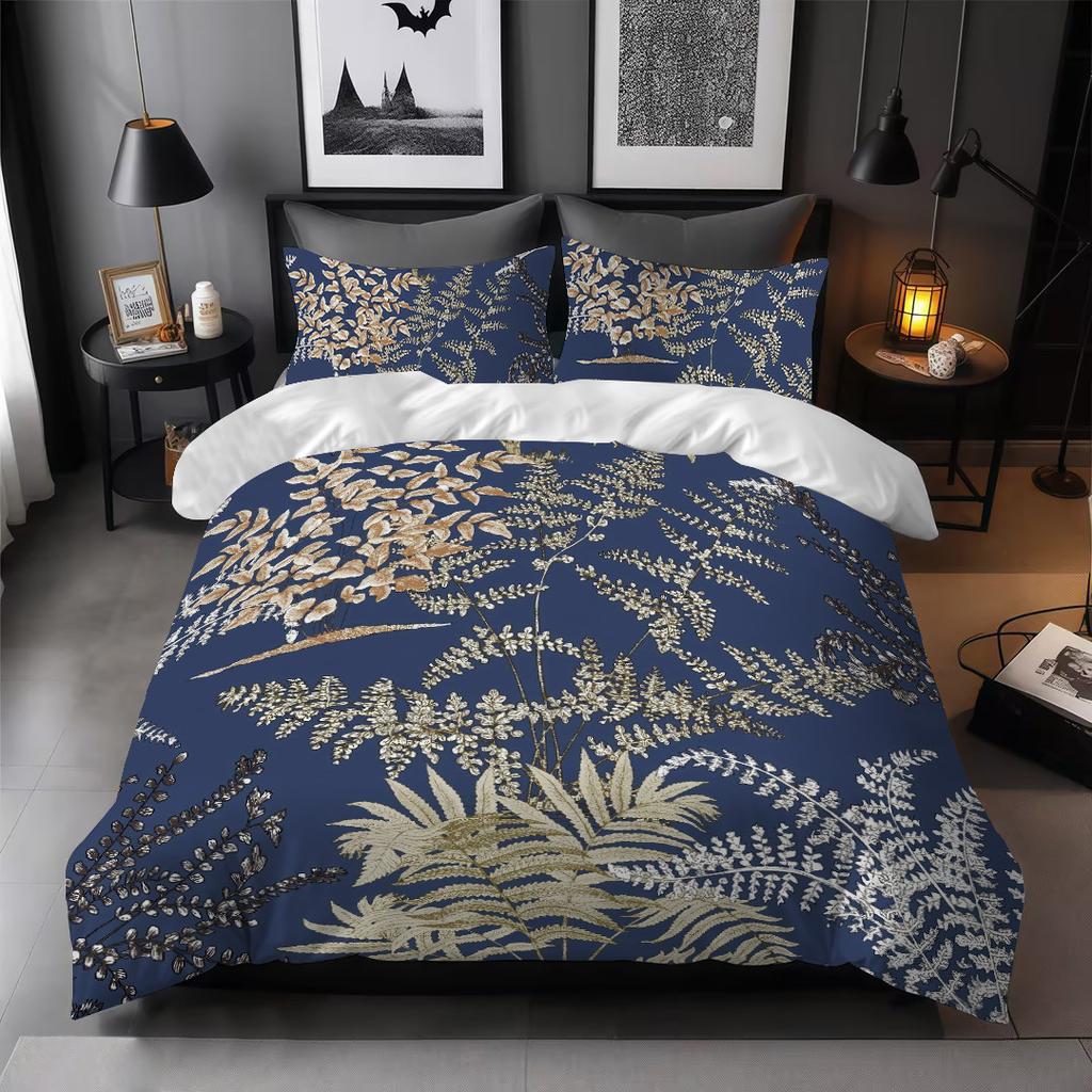 Three-Piece Plant Flower Quilt Set 3D Digital Printing Bedding Kit
