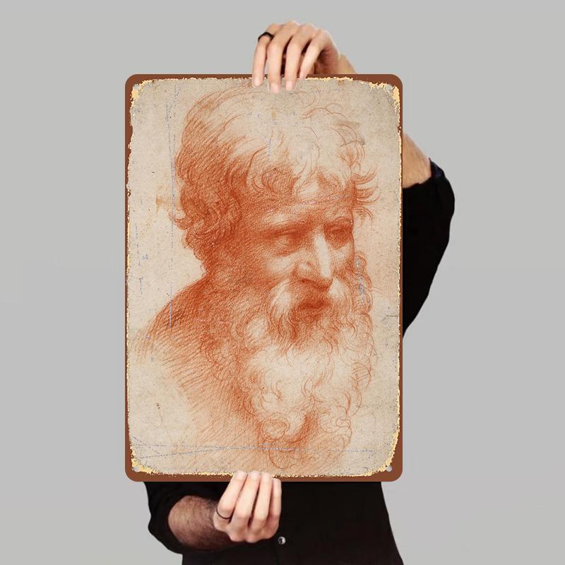 Renaissance Sketch Style Metal Iron Painting Classical Portrait Home Decor Wall Art