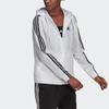 adidas Women's White 3-Stripes Hooded Windbreaker Jacket H10243
