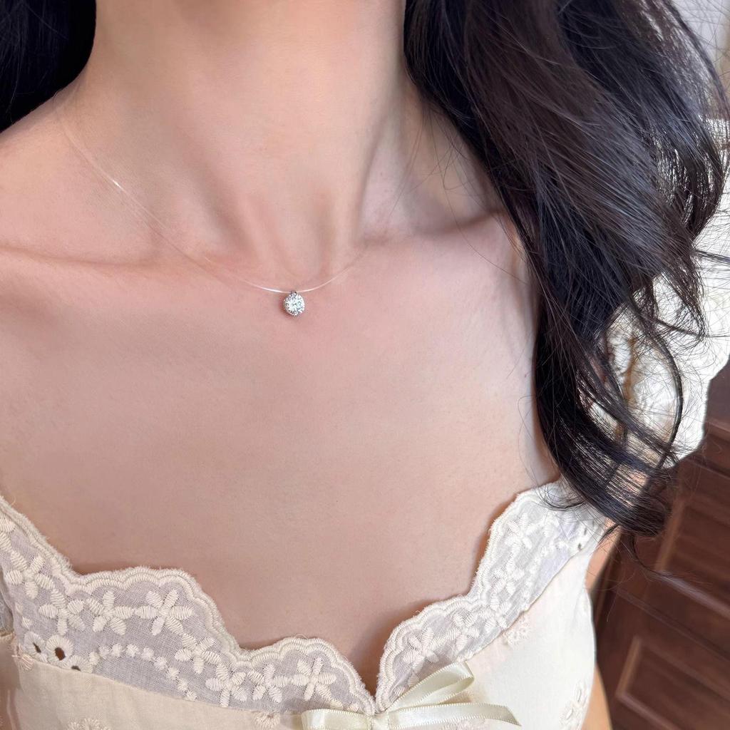 S925 Sterling Silver Zirconia Diamond Necklace for Women - Light Luxury Korean Style Clavicle Chain, Cute & High-End Fashion Accessory