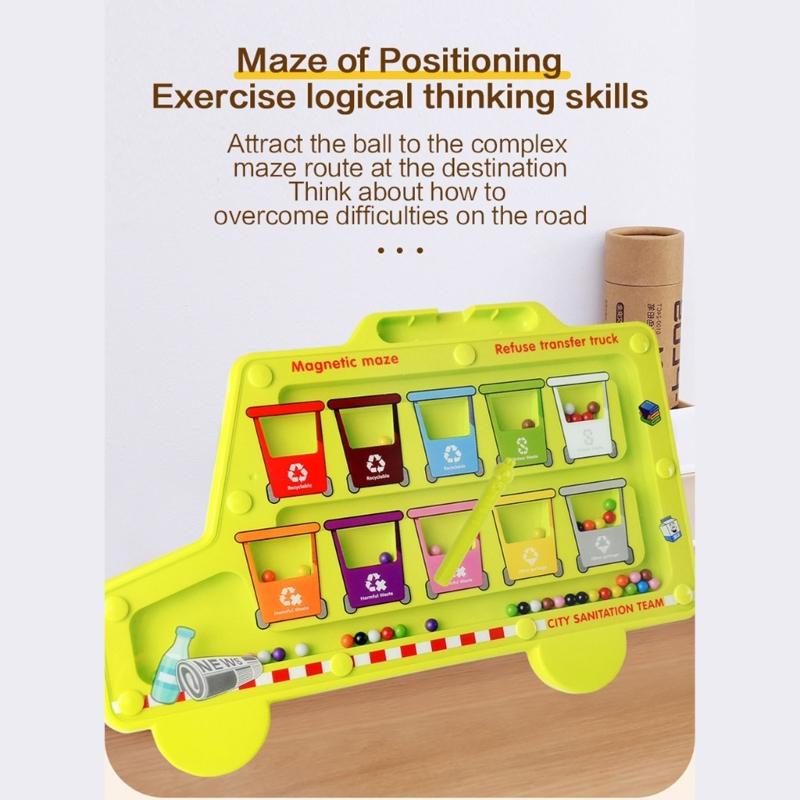 Interactive Walking Bead Toy for Preschool Magnetic Maze Puzzle Encourages Hand Eye Coordination Logical Thinking Skill