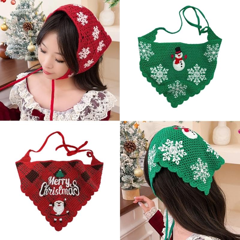 Hair Scarf Knitted for Christmas Creative Snowflake Headband Birthday Gift