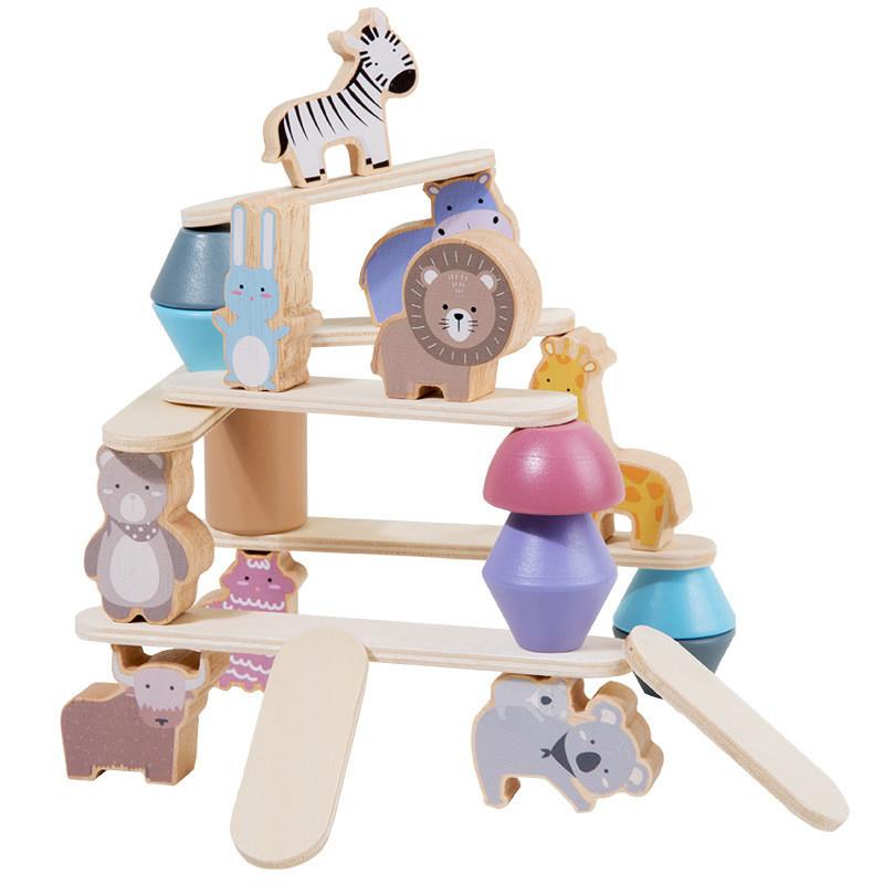 Wooden Animal Balance Toy With Stackable Blocks For Child Development And Parentchild Interaction