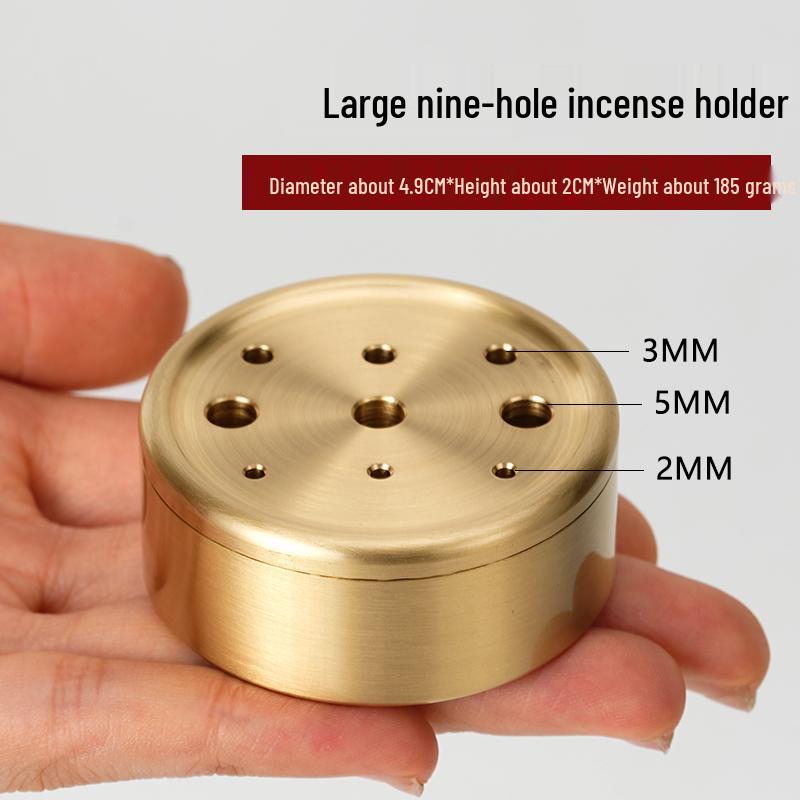 Nine-Hole Zen Brass Incense Holder - Ash-Free & Multi-Hole Mini Burner