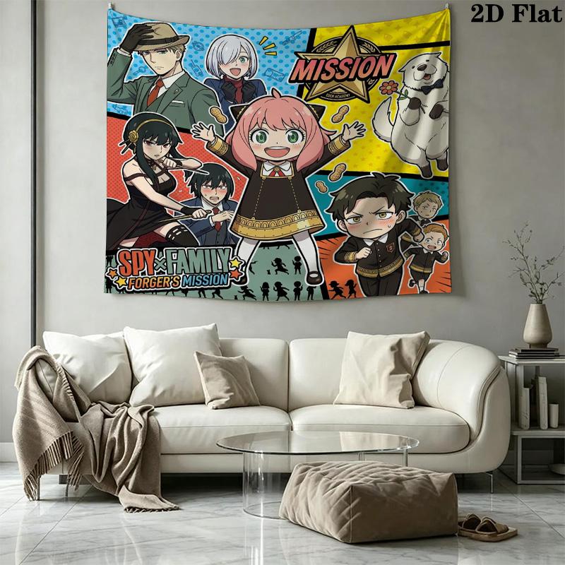 Spy Family Wall Tapestry Aesthetic Wall Hanging Printed Fabric Blanket Decorative Tapestries For Bedroom Living Room Home Decor