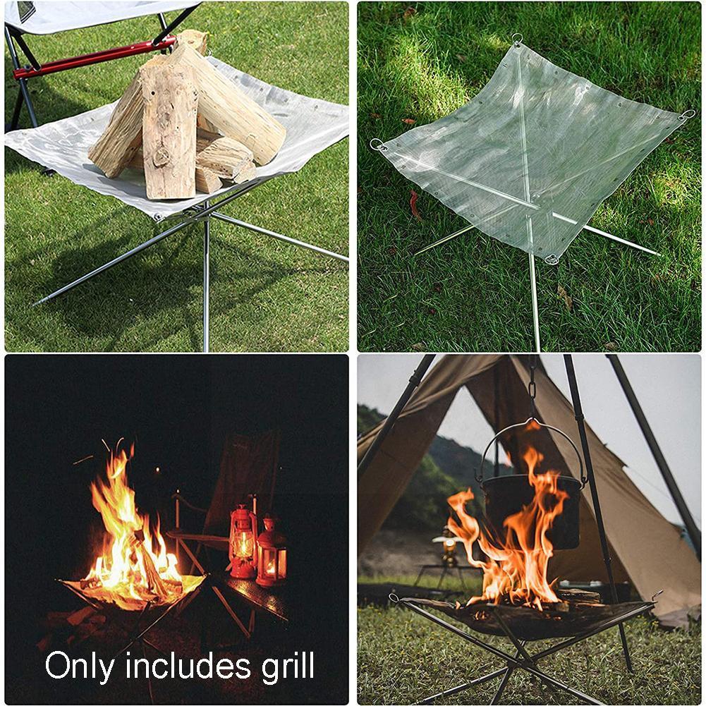 Portable Fire Pit Durable Outdoor Camping BBQ Mesh Fireplace Steel Backyard Rack Fire Quick Assembly Net Brazier Camping Net