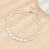 Retro Trendy Pearl Tassel Necklace with Diamond Inlaid Teardrop Gem for Women