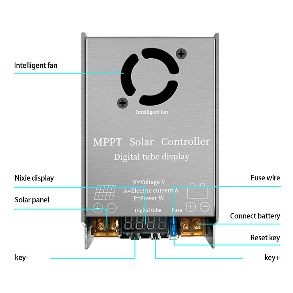Multipurpose LCD Display MPPT Charge Controllers 22A for 24V To 96V Batteries Efficients Solar Energy Management