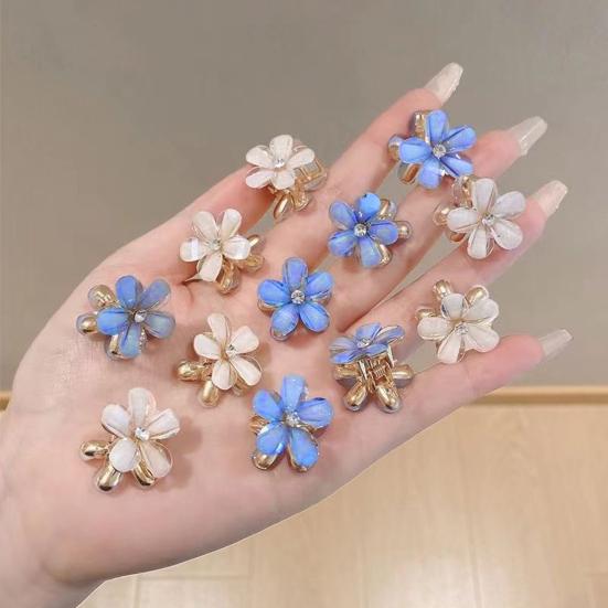 4Pcs Hair Pins Camellia Flower Shape Mini Gripper Side Bang Small Hair Claw Commuting Dating Dinner