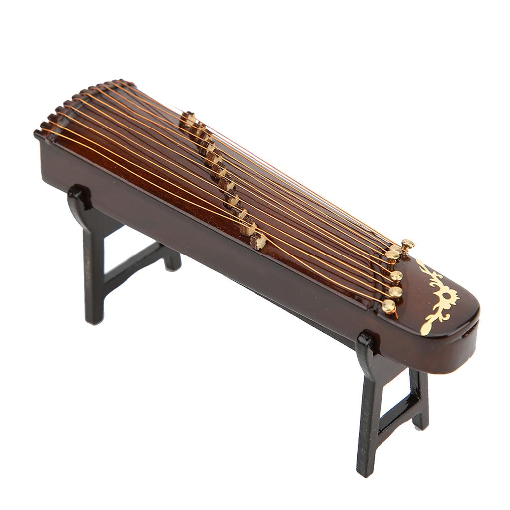 Miniatyr Kinesisk Sitermodell Tre Musikkinstrumentmodell Skrivebordsdekorasjon Gaver 10cm