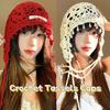 Handmade Knitted Beanies Caps Pearls Weave Basin Hats Ins Crochet Tassels Cap  Girls