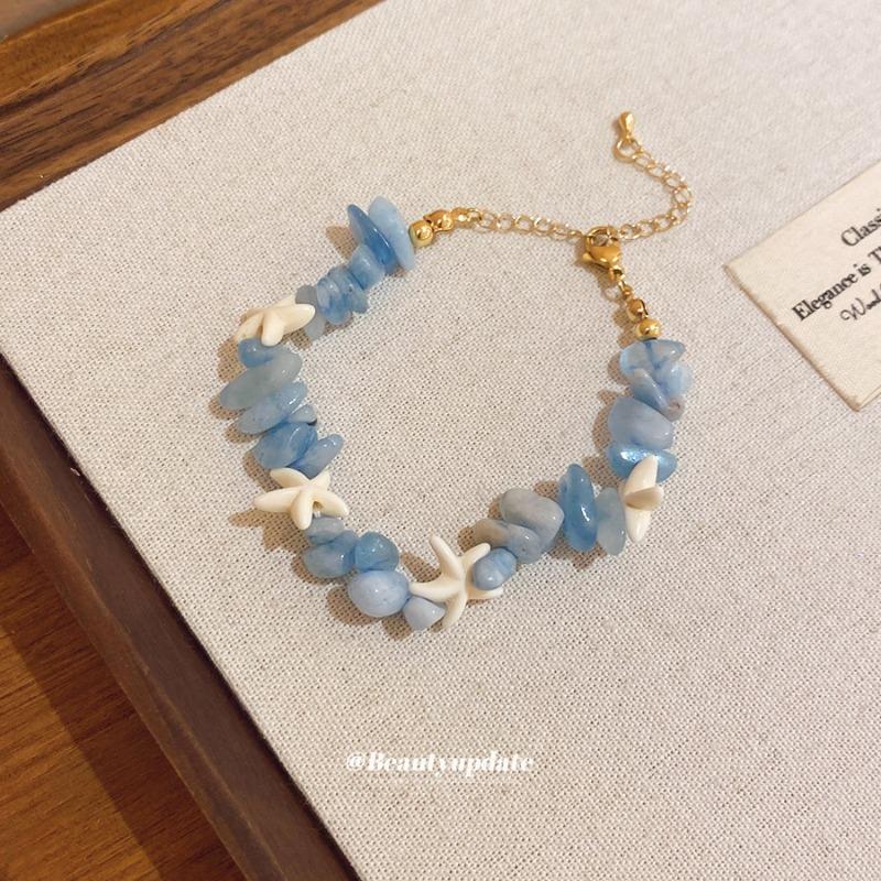 Aquamarine Fresh Zircon Flower Crystal Beaded Bracelet Light Luxury Premium Bracelet Bracelet Exquisite Niche Jewelry
