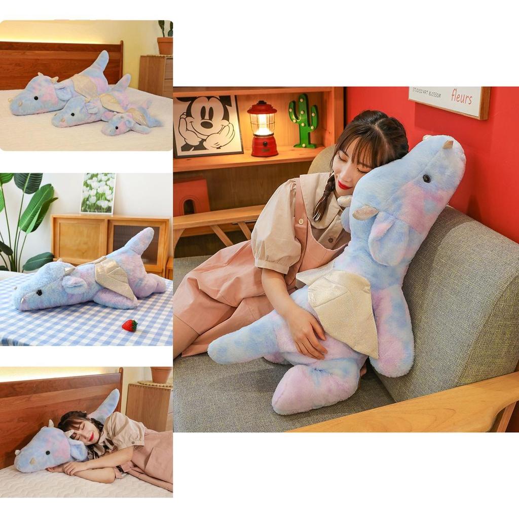 Colorful Small Dragon Plush Toy Pillow Tie-dye Dinosaur Doll Plushie Wholesale Gift
