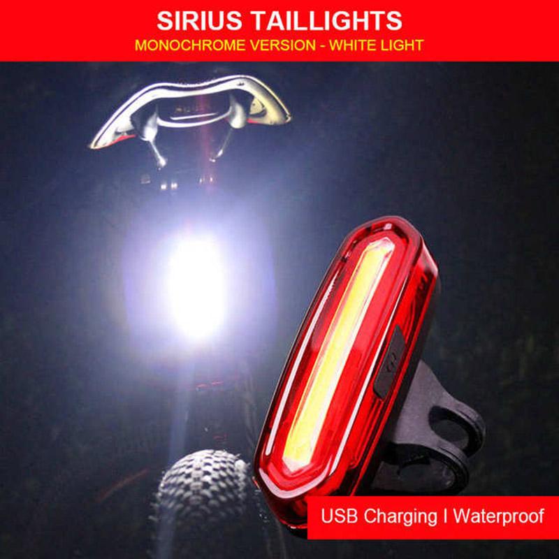 Bicycle Tail Light Night Cycling Outdoor USB Rechargeable MTB Road Bike Rear Lamp COB LED Cycling Bicycle Safety Warning Lights белый