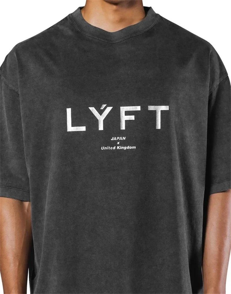 Men’s Washed Cotton Oversized Printed T-Shirt Short Sleeve Gym Fitness Casual 4XL