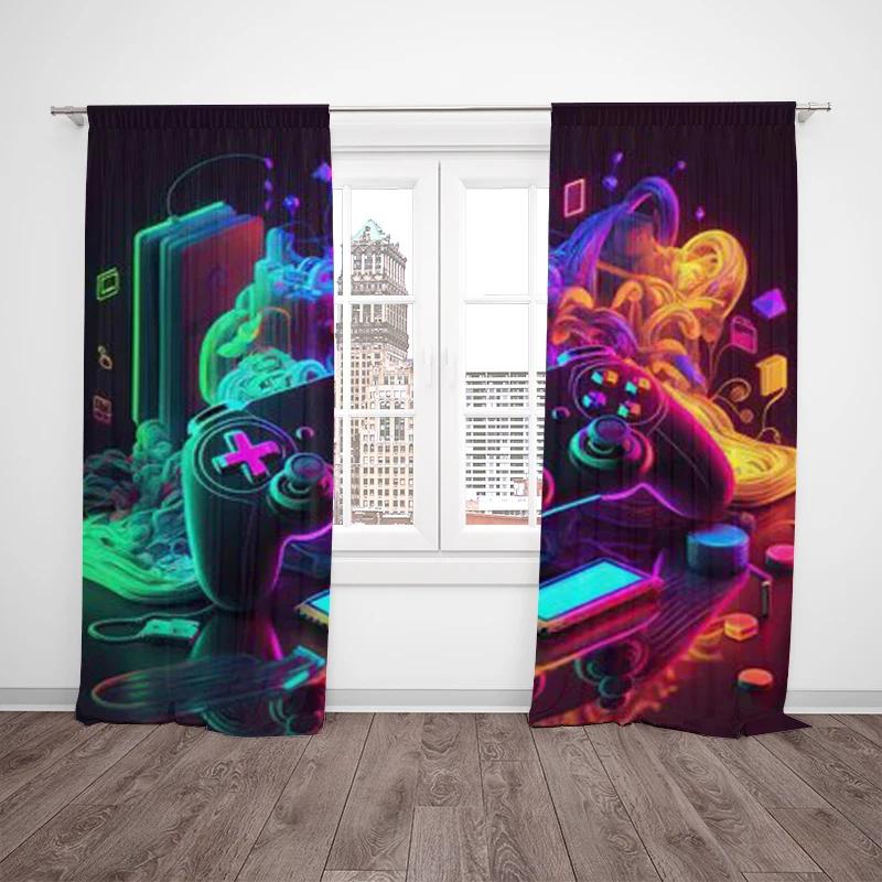 100  000 - Gamepad Eco-friendly Polyester Printed Curtain Limited Time Special + Gift Combination