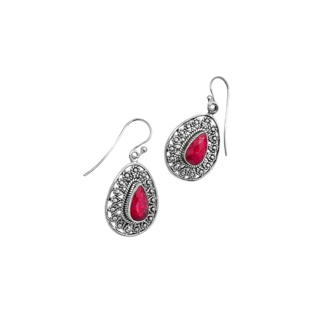 Red Corundum 925 Sterling Silver Statement Earrings