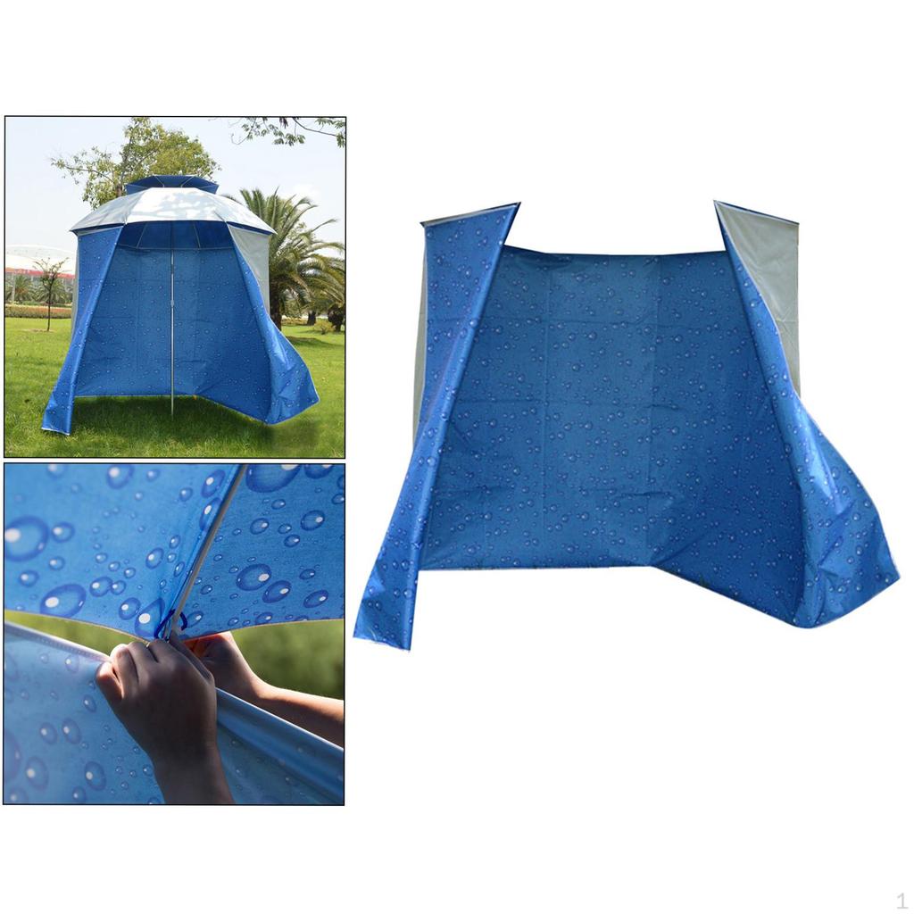 Cloth Outdoor Fishing Umbrella 4.8m Folding Short Beach Shelter Shade Apron Sun Windproof Awning